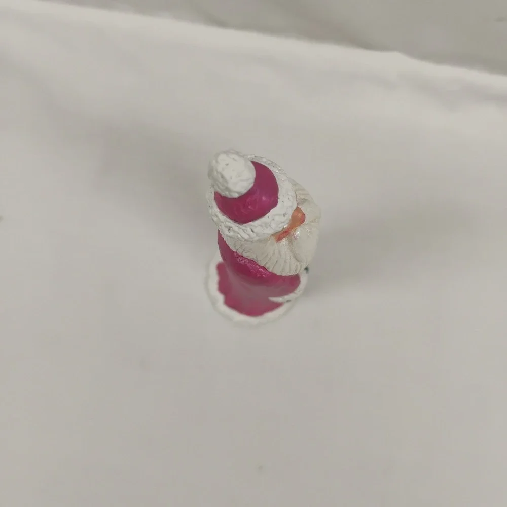 Vintage Folk Art PINK Rustic Santa 7.25